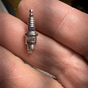 Vintage JC Spark Plug Lapel Pin Tie Tack Silver Tone Automotive Mechanical